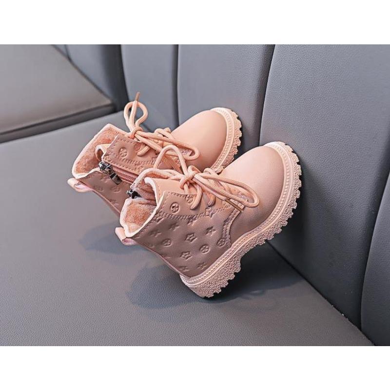 Fashion versatile children's warm short boots boys British style velvet single boots