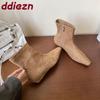 Mode Mode Flock Damen Flats Knöchel Modern Stiefel Schuhe Weiblich Spitzschuh Schuhwerk Stretch Damen Kurze Stiefel Reißverschlüsse Schuhe