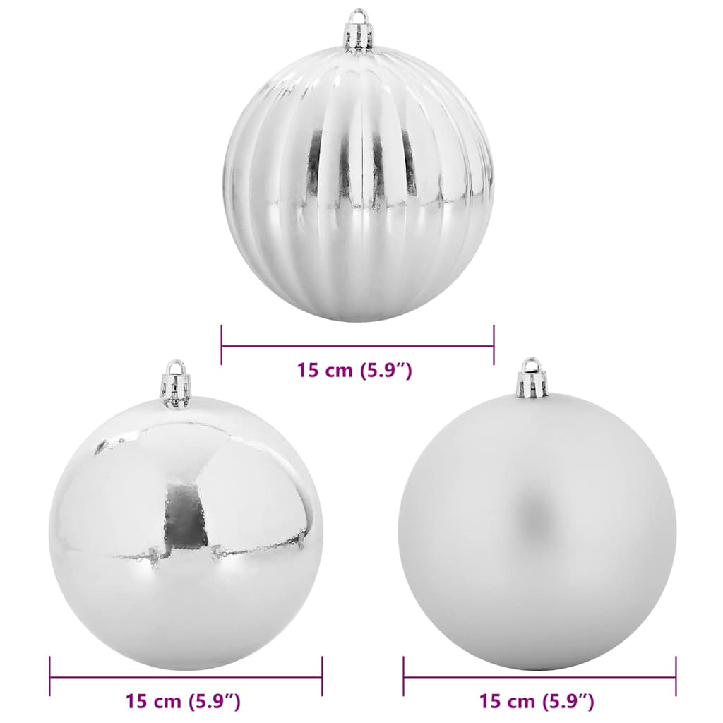 XL Christmas Ornament Set 9 pcs Silver Plastic