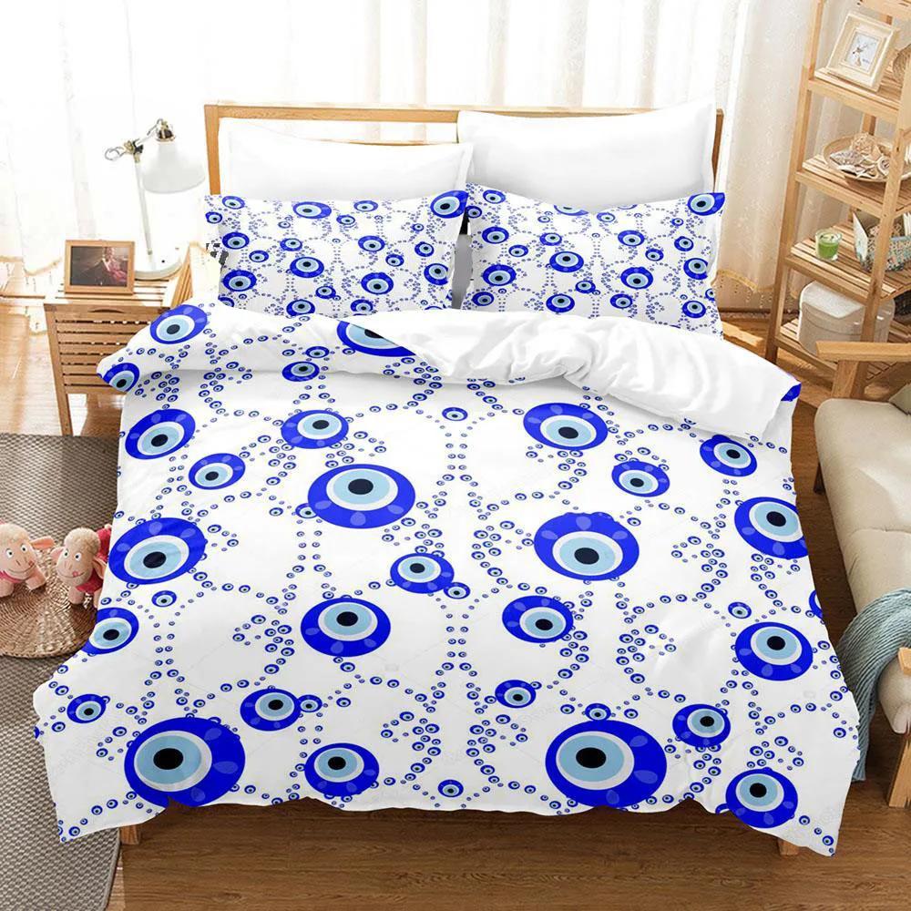 Hip Hop Turkish Evil Eye Bedding Set Single Twin Full Queen King Size Aldult Boys Man Bedroom Duvet Covers Sheet Set