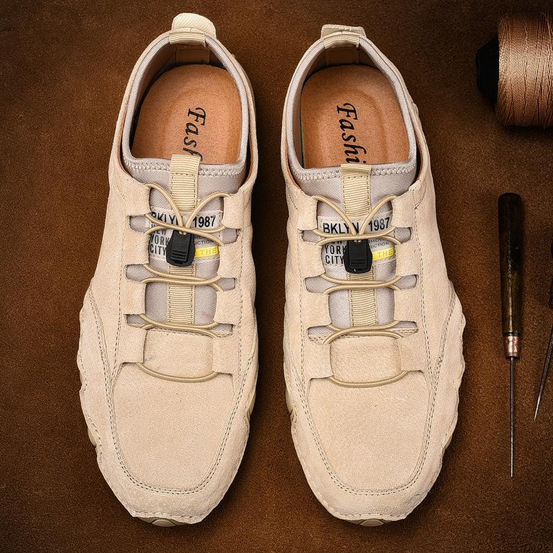 Men's shoes autumn men's leather shoes soft sole breathable large size casual beanie shoes driving shoes lazy large size