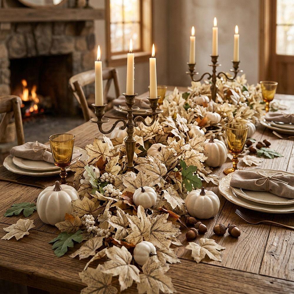 Multicolor Artificial Maple Leaf Garland Mini Pumpkin Hanging Garland Harvest Festival Ornament