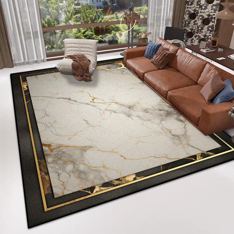 

Black Marble Style Carpet for Living Room Large Area Non-slip Washable Decoration Rugs Bedroom Bedside Classical Floor Mat Soft 60x90cm