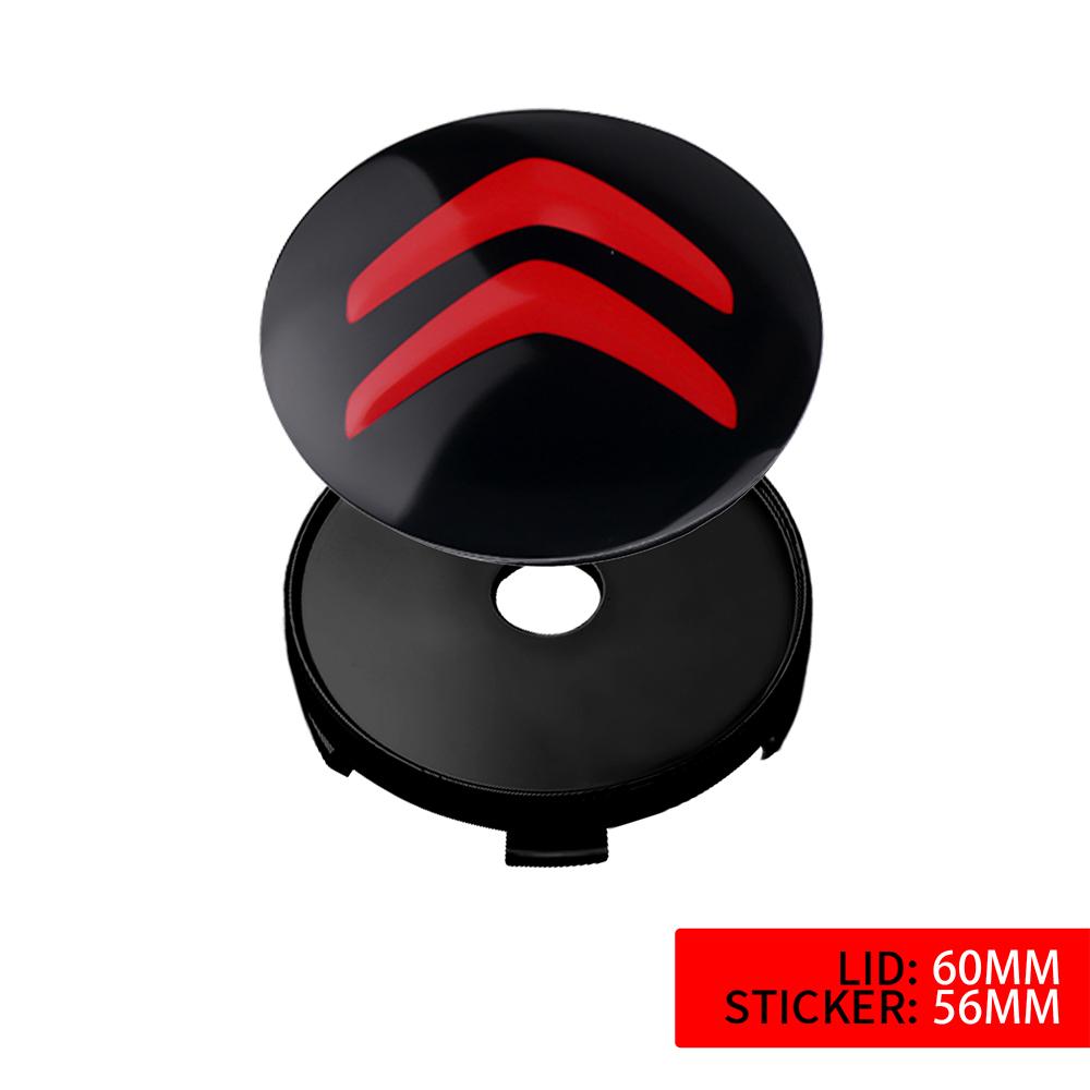 56/60MM Bilhjulscenterkåpa Dekaler Auto Hjulnavkåpa Dekorationsaccessoarer För Citroen C4 Picasso Xsara C5 C1 C2 C3 Saxo