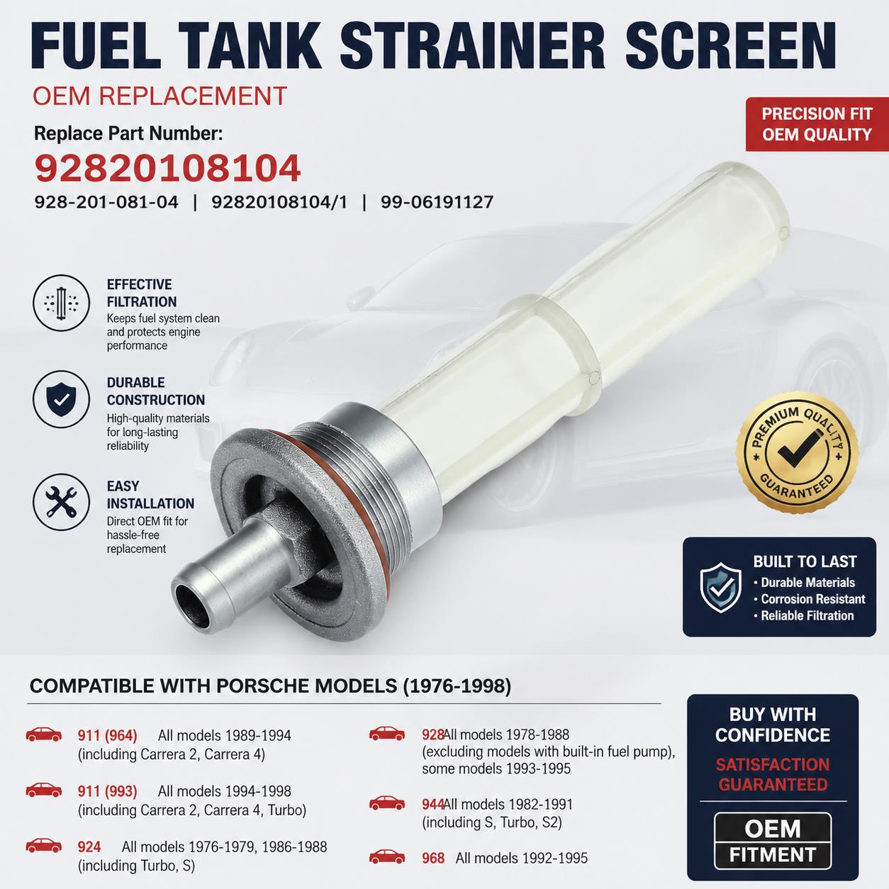 92820108104 Fuel Tank Strainer Screen Replace