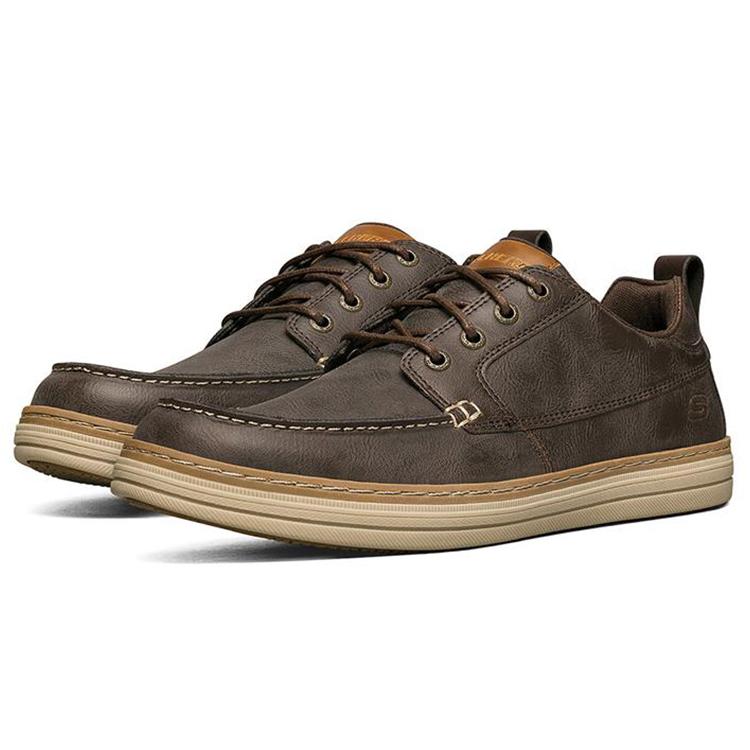 Skechers Casual Leather Shoes Men's Low Top Chocolate (Unisex) Casual Leather Shoes 65875 CHOC