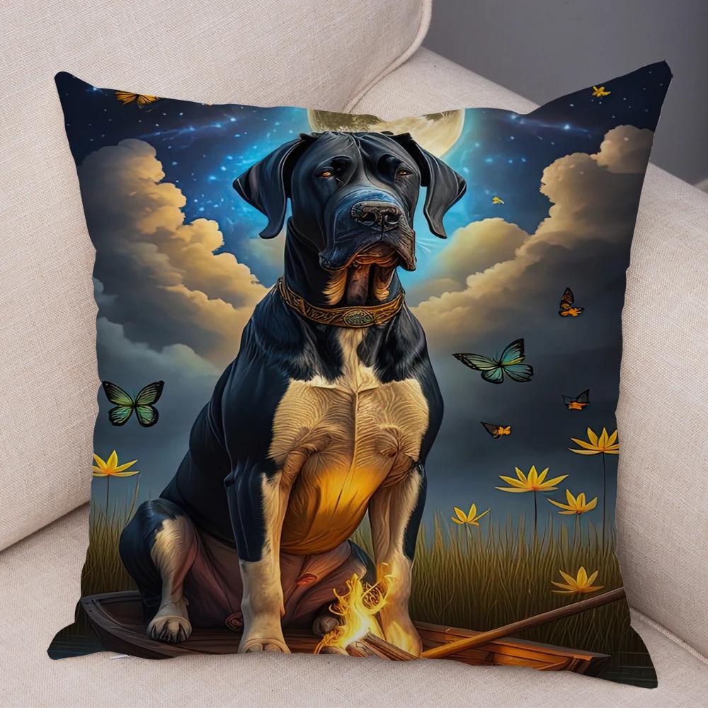 Moon Boat Butterfly Dog Corgi Cushion Cover Double Print Decor Pet Animal Pillowcase Soft Plush Pillow Case for Car Sofa Home