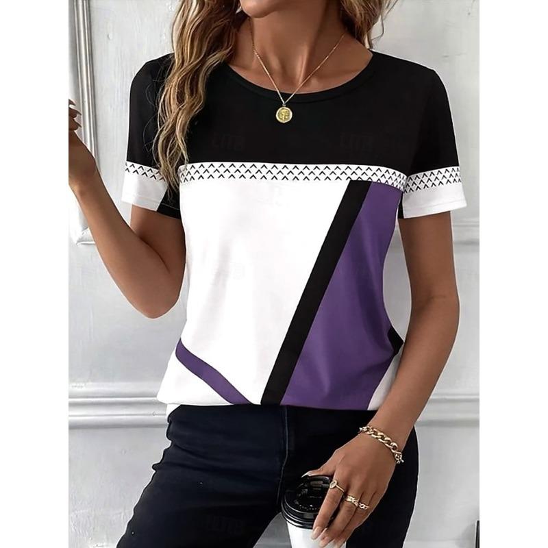 Women's T Shirt Print Abstract Vintage Short Sleeve Long Sleeve Crew Neck Round Neck Regular Tops