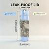 1PC Faded building monochrome sketch print 750ml colorful plastic sports water bottle leakproof pop up lid with straw for outdoor work home use
