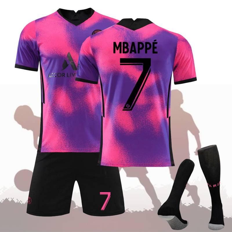 Stylish 2021 Paris Third Away Purple 7 Mbappe Football Kit 4 Ramos Jersey 30 Messi Suit Multiple Sizes