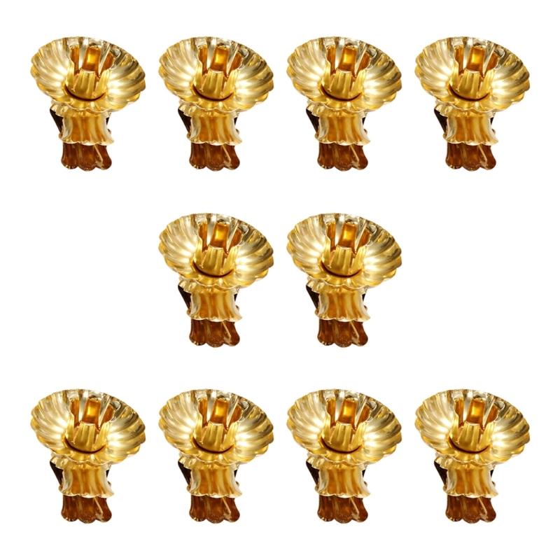 

10Pieces Decorative Stand Clips Practical Iron Candle Holders For Wedding Centerpieces And Home Decoration золотий