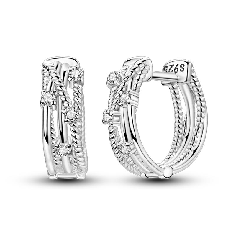 Original 925 Sterling Silver Circle Shaped Style Earring Women Hoop Earrings High Quality Shine Zircon for Women Jewelry Gift
