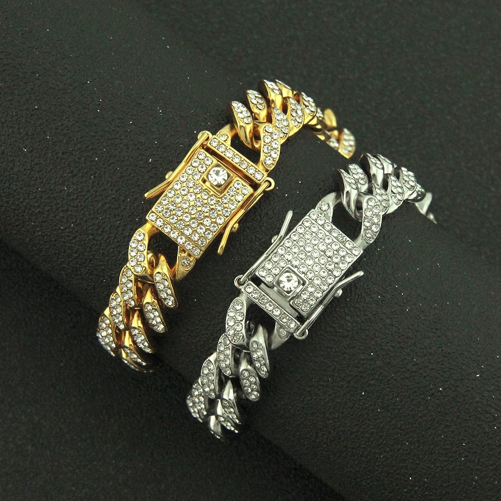 Necklace for Chain Platinum Cuban Chain Thick Kihei CZ Zirconia Width Hip Street Style [Rockyu] Men, Only, Plated, Only, Necklace, Necklace, 12mm,