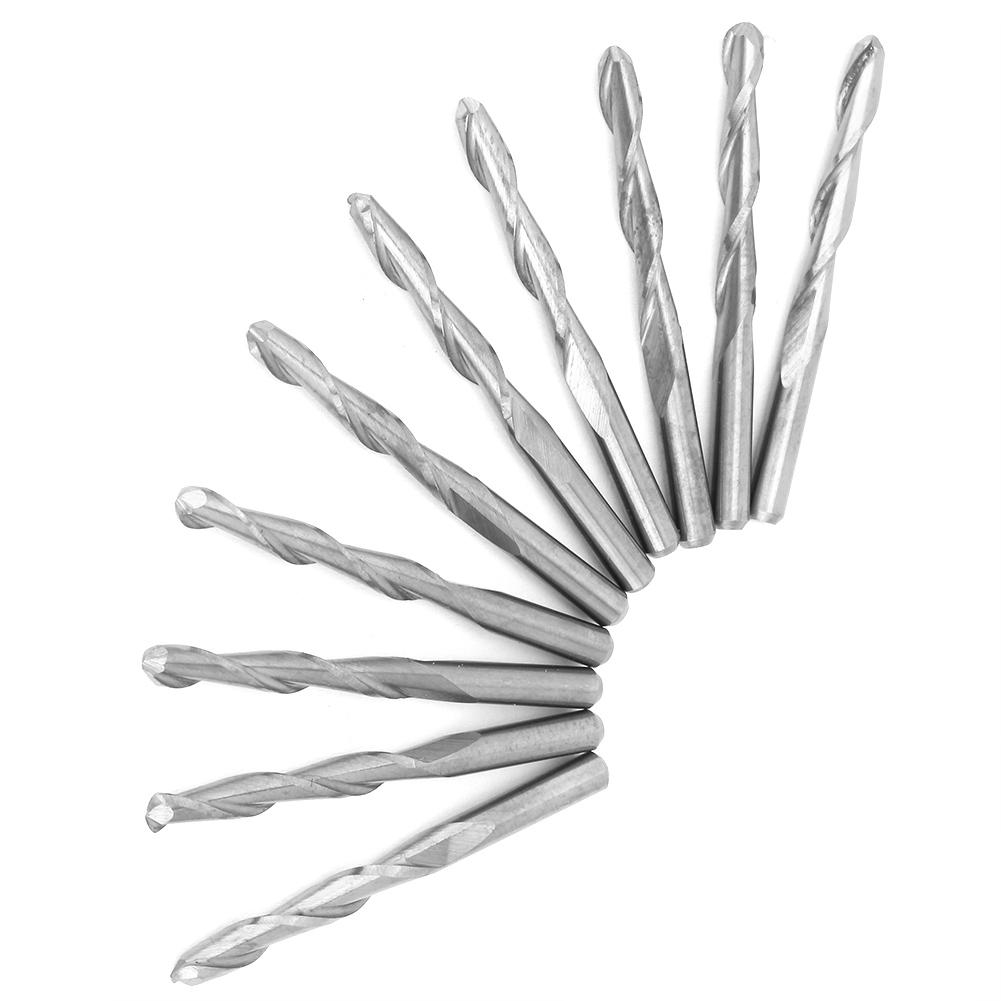 10pcs 2 Flute Spiral Router Bit for Wood CNC End Mill Tungsten Milling Cutter 3.175*22mm
