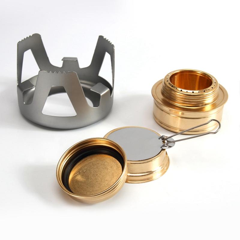 Portable Mini Alcohol Stove Burner Adjustable Firepower Gasoline Stove Aluminum Alloy Bracket Ultralight Brass Camping Stoves