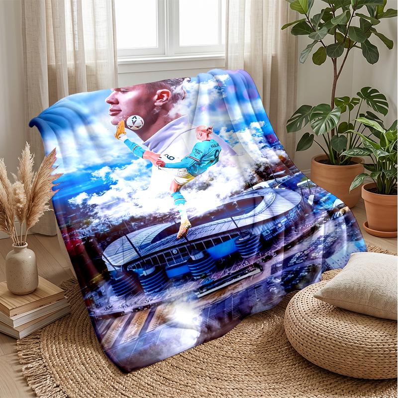 Erling Haaland Theme Blanket Soft Flannel Blanket Plush Throw Blanket Cozy Sofa Bed Blanket for Home Decor