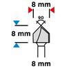 V-groove cutter, HM, 8 x 8 mm, 8 mm shank