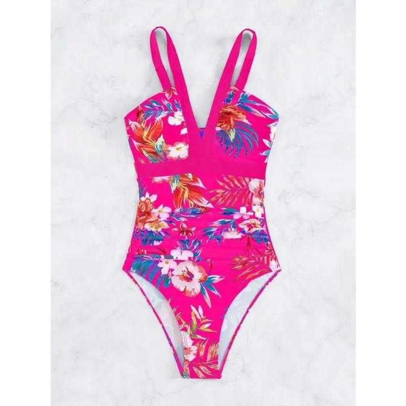 Women's Bikini One-piece Swimsuit Fashion Print Deep V Sexy Bikini Swimsuit One-Piece Suits Bathing Suit Women Swimwear