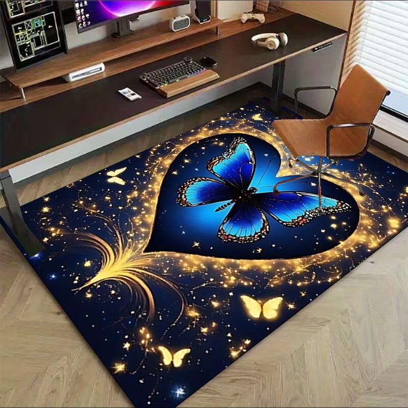 Butterfly Heart Pattern Area Rug, Office Carpet Indoor Outdoor Entrance Doormat, Non-Slip Soft And Comfortable, Living Room, C122082
