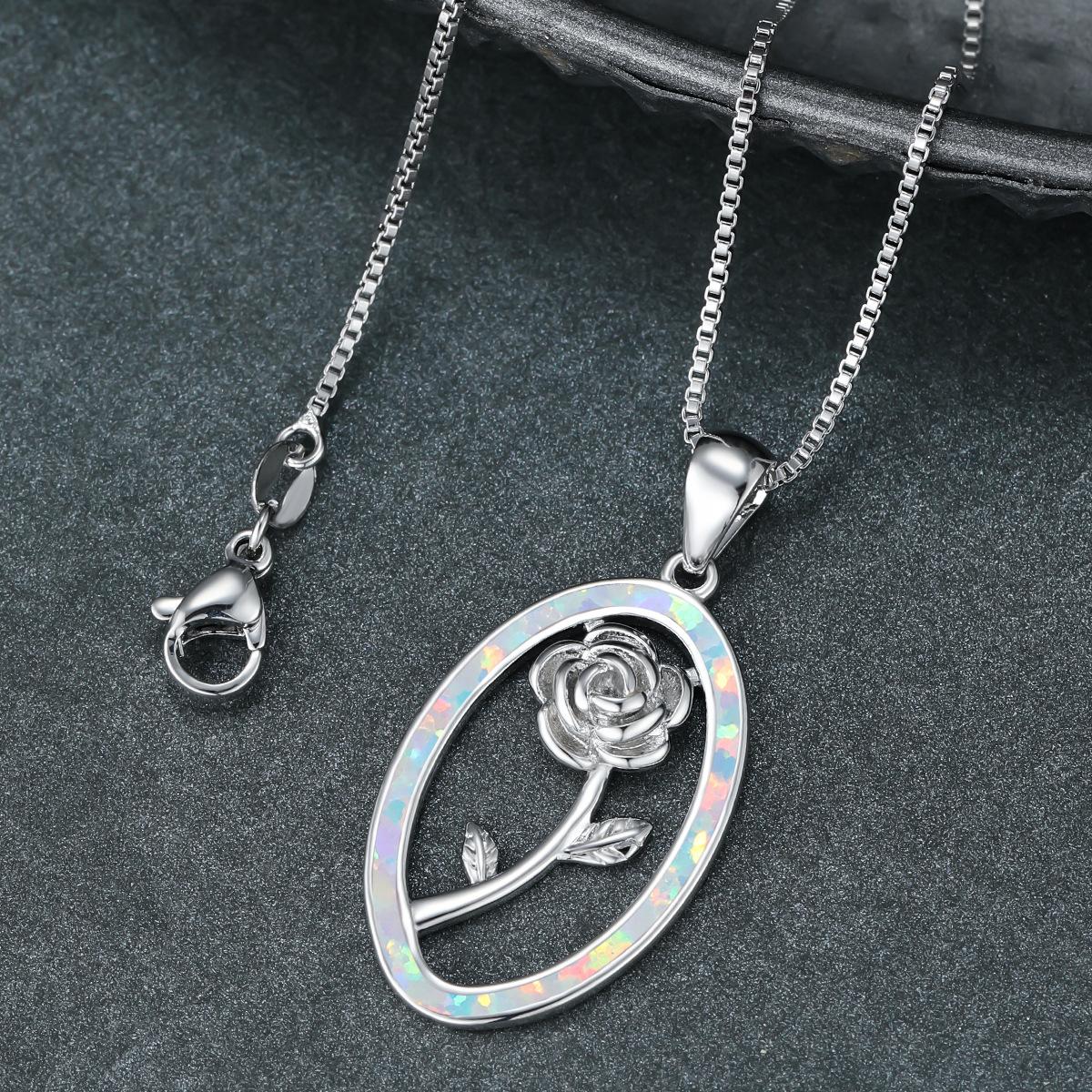 

Новое персонализированное эллиптическое колье-роза для женщин, сине-бело-фиолетовая рама