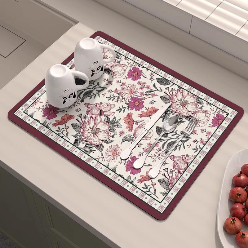 Amerikanische Küchenarbeitsplatten-Abtropfmatte Diatomeenerde-Absorption Schnelltrocknende Matte Nicht auswaschen Isolierung Spülbecken-Barmatte