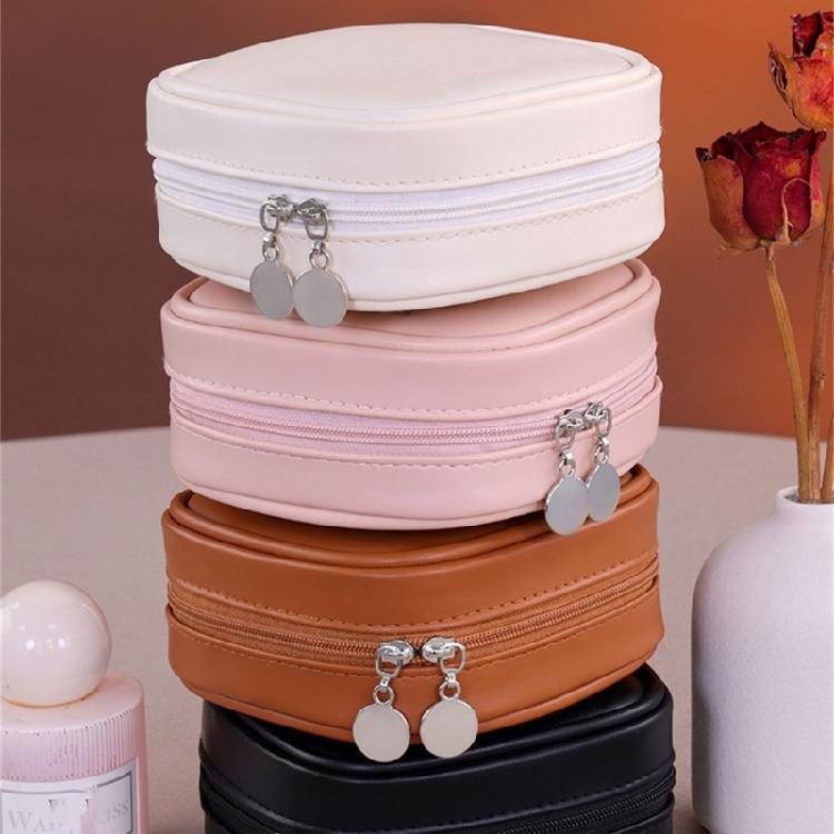 Portable Leather Jewelry Pouch With Drawstring Top Holds Earrings Necklaces Rings Storage Solution For Daily Carry