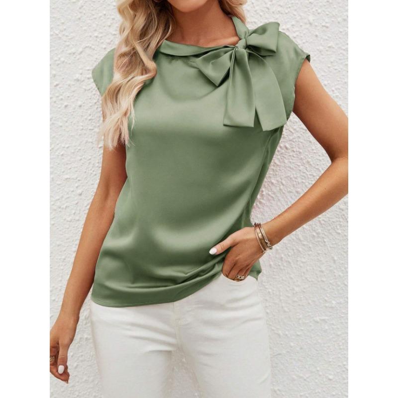 Top estivo da donna con fiocco a mezza lunghezza e design a nicchia