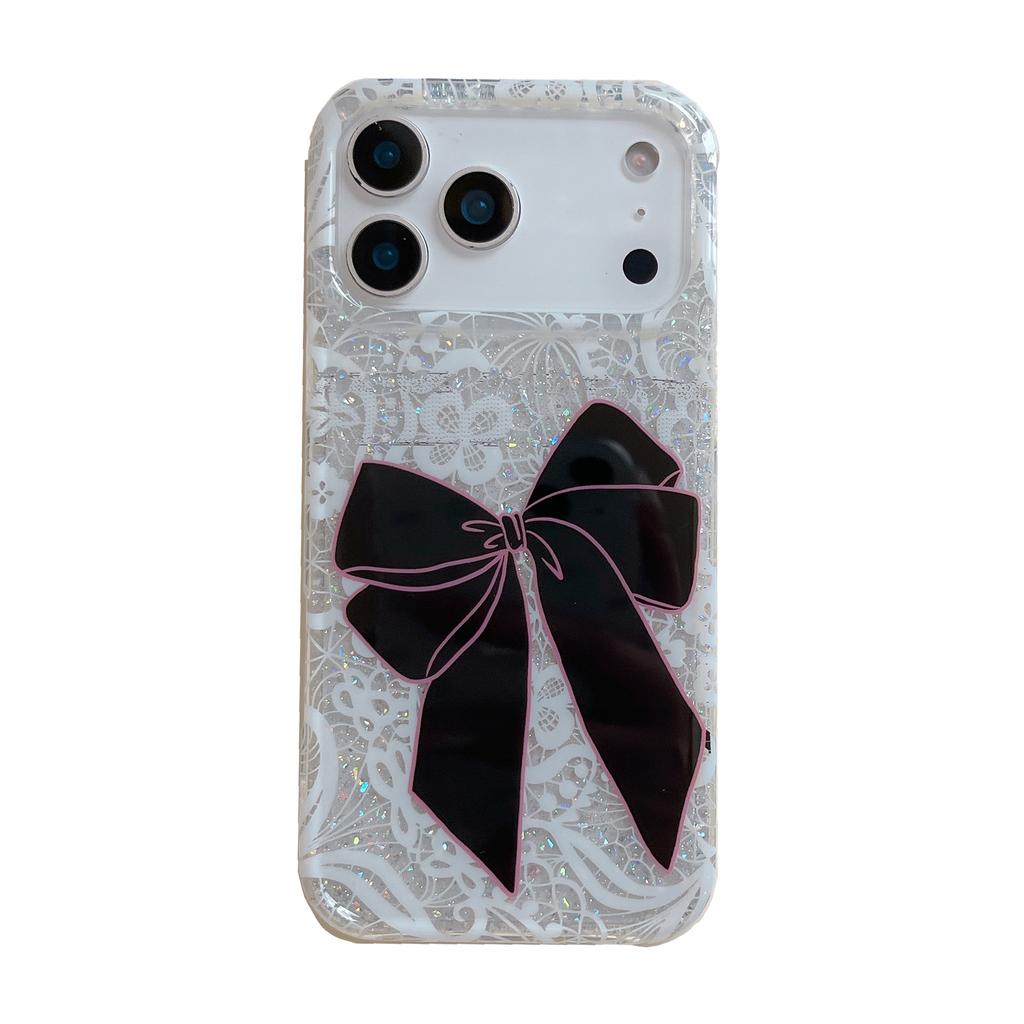 Temperament White Lace Bow for iPhone16Promax Apple 17 Mobile Phone Case 14/15 All-inclusive IMD
