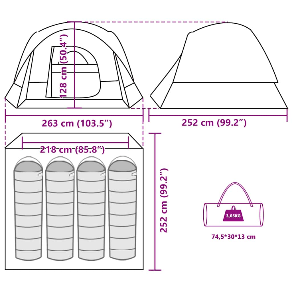 4 Person Camping Tent White Blackout Waterproof