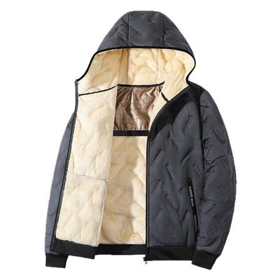 Fleecejacke für junge und mittelalte Männer in großen Größen, Fleece, verdickt, Outdoor-Sport, mit Kapuze, warm, wattiert