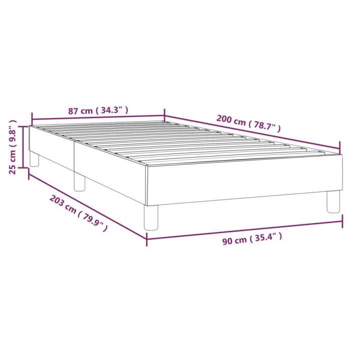 3120582 vidaXL Sommier à ressorts de lit Gris clair 90x200 cm Tissu