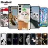 Black Funda Cover for Samsung Galaxy A15 4G 5G 6.5" Silicone TPU Phone Shell Soft Back Case for Samsung A25 A35 A55 A05 Cat Capa