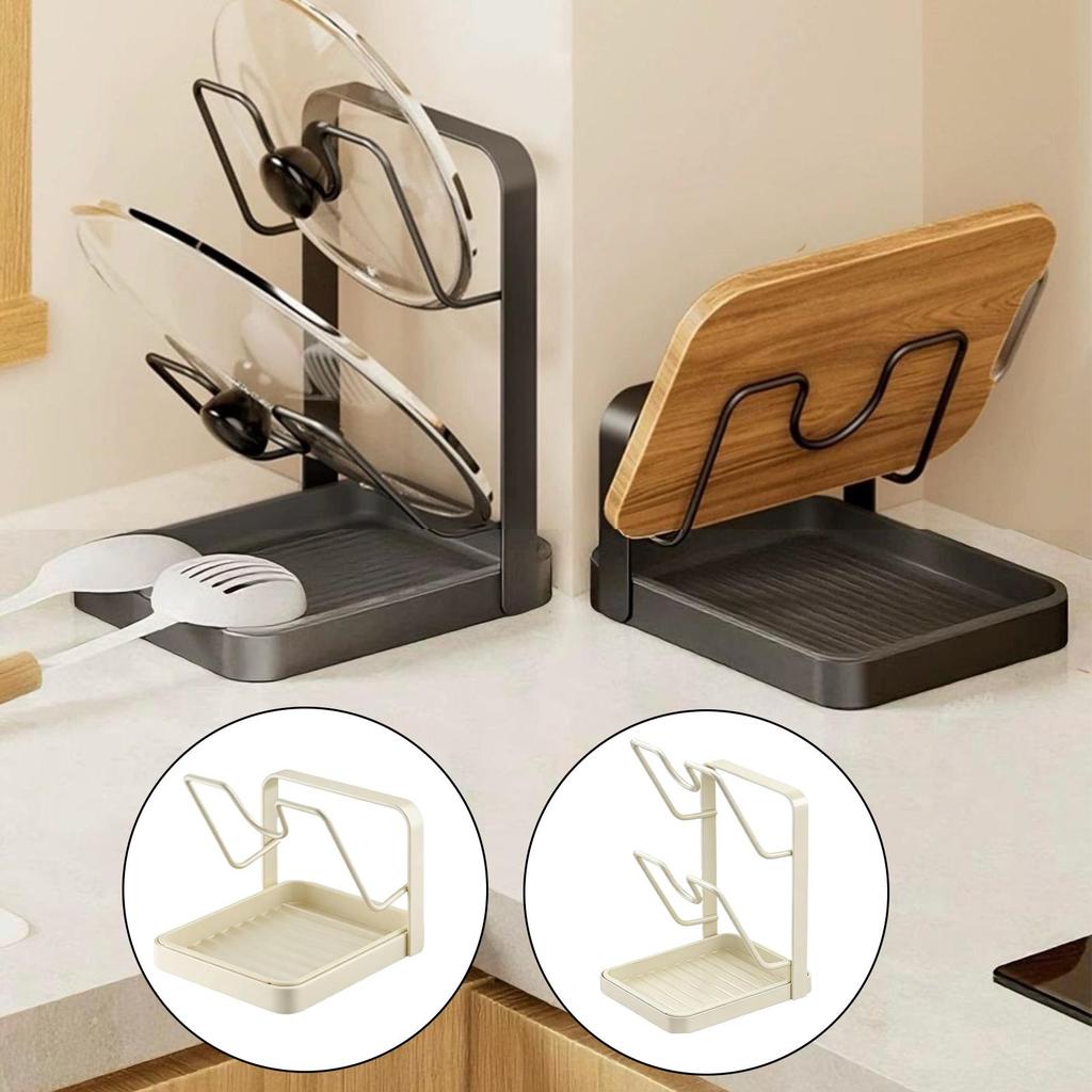 Pot Lid Storage Rack Anti-slip Pot Cover and Pan Organizer Chopping Board Spatula Holder for Counter Stove Kitchen Accessories