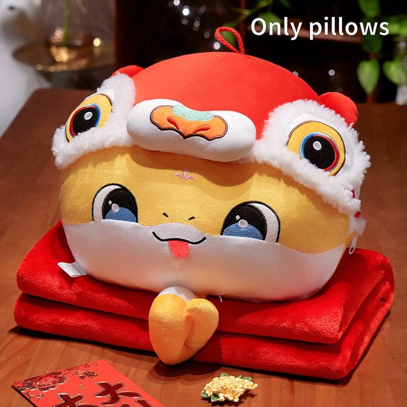 

New Year Chinese Snake Hand Warmer Pillow Blanket Plush Toy Winter Doll Stuffed Without Blanket