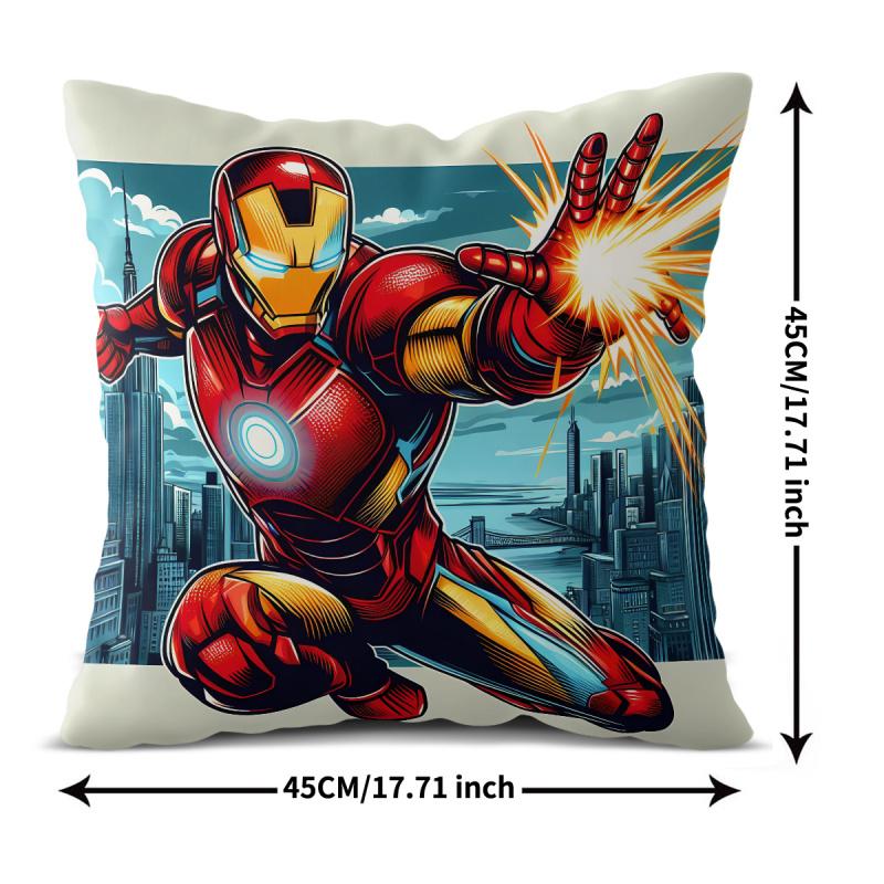 Iron Man Throw Pillow With Insert Superhero Soft Polyester Cushion For Sofa Couch Bed Kids Room Accent Pillow Marvel Fans Gift