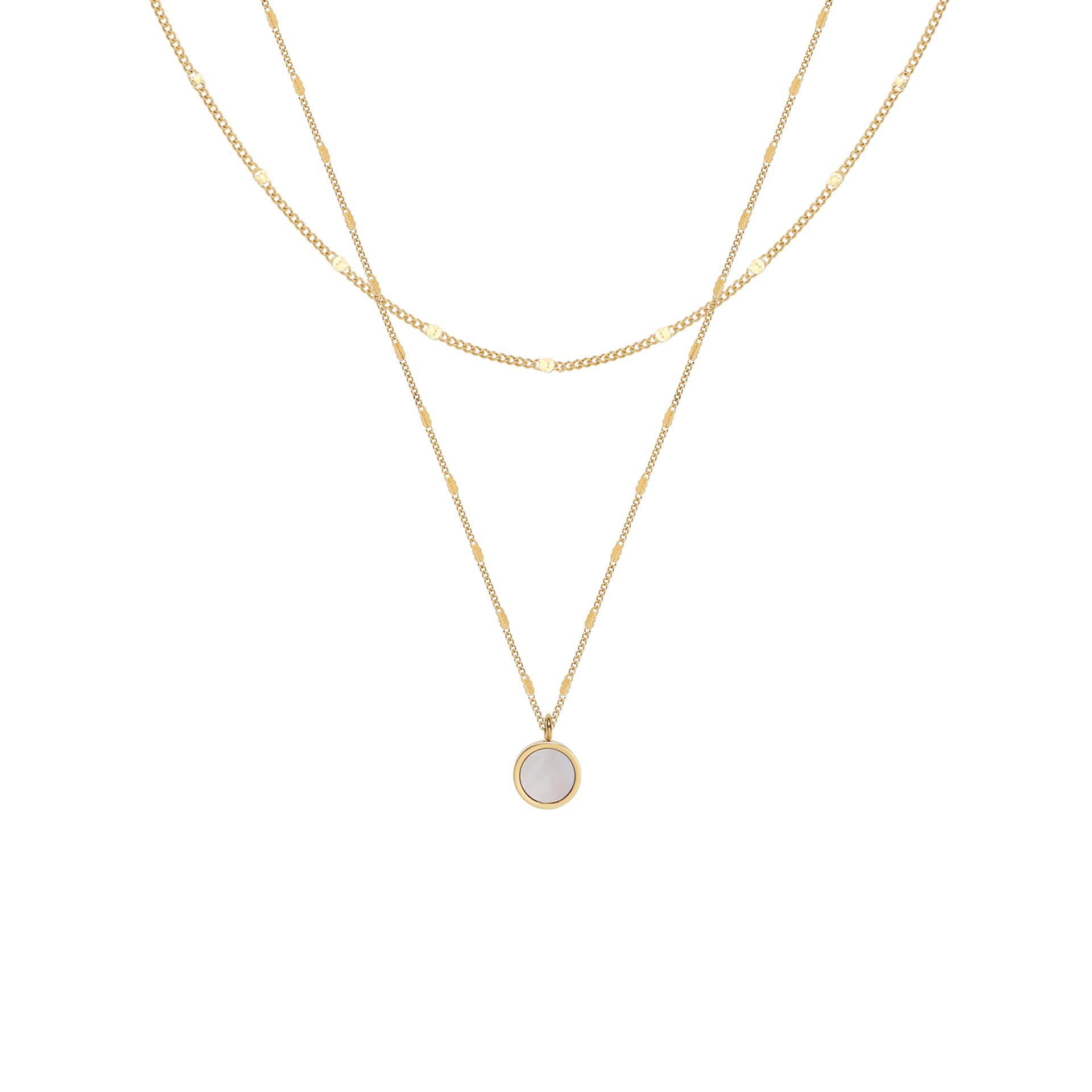 

New Fashion Simple Double Layer Stainless steel round Fritillaria Hanging Tag Necklace Women s Gift Necklace 2023