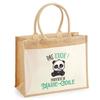 Sac De Plage - PLANETEE - Jute Avec Poche Marie-Noëlle Pas Touche Panda - Coton - Imprimé En France - Grande Contenance