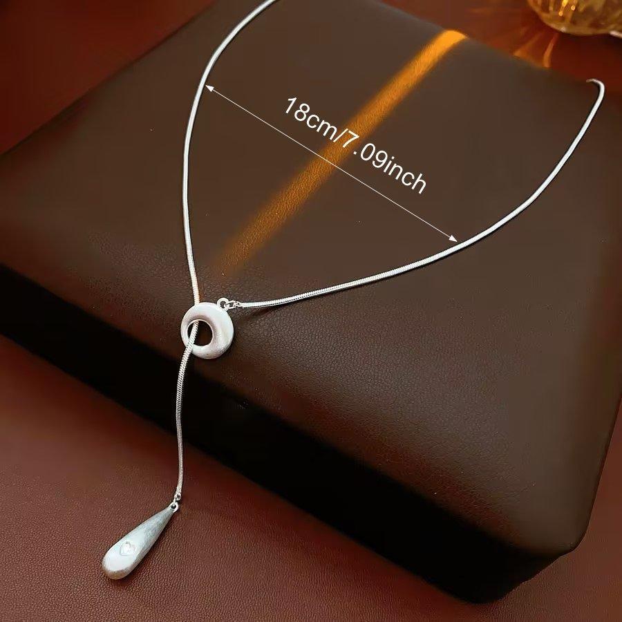 Autumn and winter temperament, versatile matte gold and silver long brushed water drop sweater necklace women, adjustable length