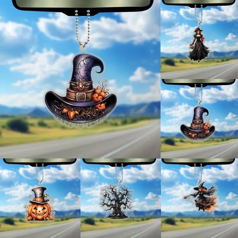 Retro Stylish Acrylic Car Hanging Ornament Gothic Design Perfect For Halloween Decor