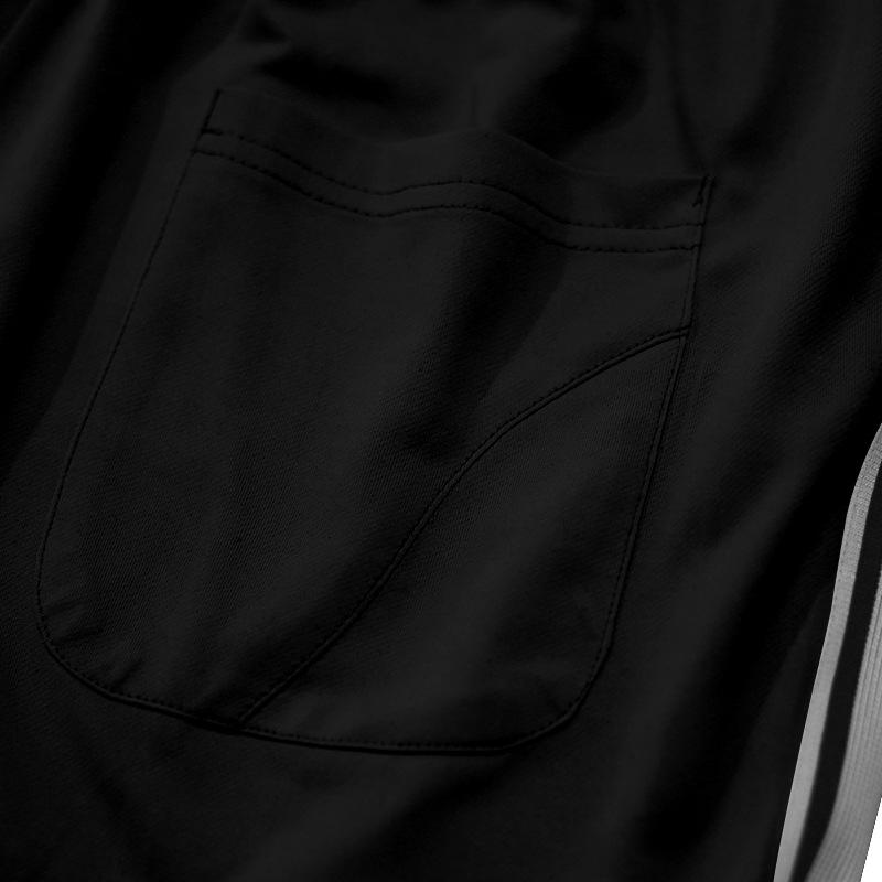 Men's Black & White Striped Patchwork Streetwear Fitness Pants