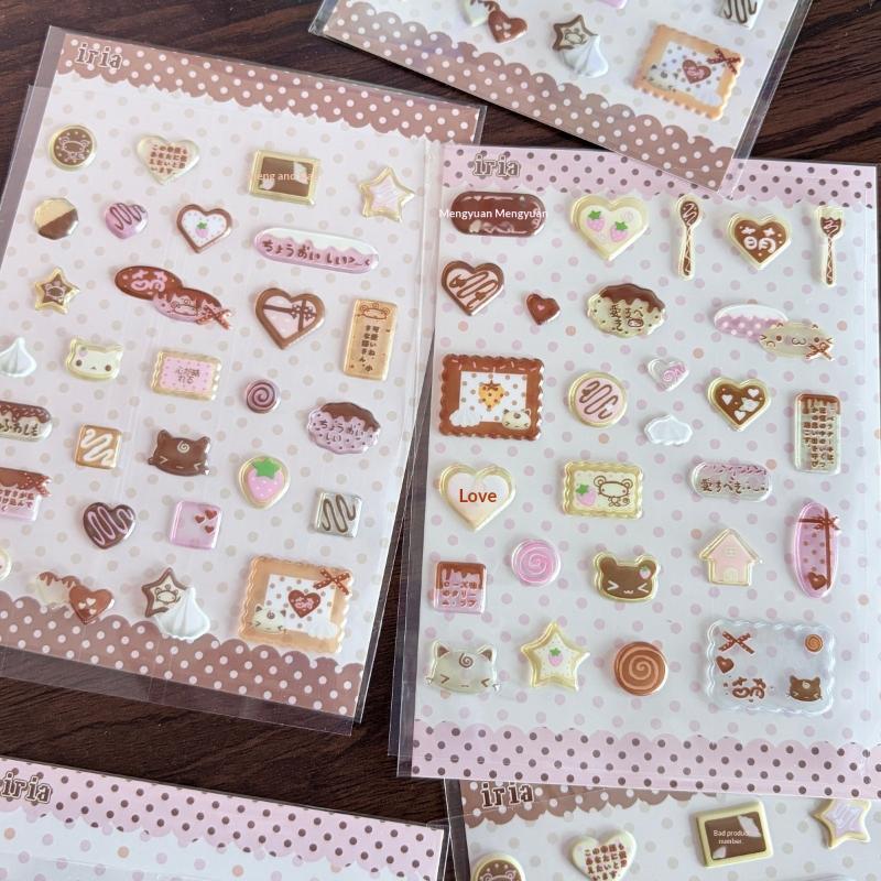 1/4Pcs Kawaii Cream Cake Cookies 3D Foam Stickers For Journal Scrapbook Stationery Decor Cute Y2K Sweetheart Dessert Stickers