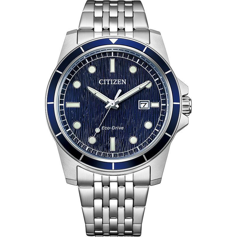 CITIZEN Eco-Drive Series Sports and Leisure Eco-Drive Waterproof Solar Quartz Steel Strap 42mm Men s Watch Color Dial синий