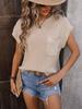 Women's Round Neck Short Sleeve Sweater with Embroidered Pocket Casual Knit Top Spring Summer Fashion 2024 Trendy T-Shirt Style Y2K Clothing