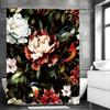 Peony Flower Green Leaf Bird Shower Curtain, Bathroom Decorative Shower Curtain, Waterproof Shower Curtain with Hooks