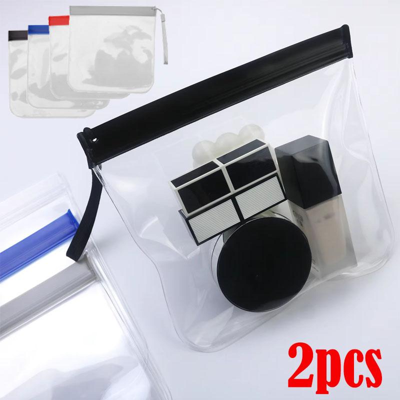 2PCS Luggage Transparent Travel Use Leakproof Flight Make Up Waterproof For Women Reusable Airport Security Toiletry Bag