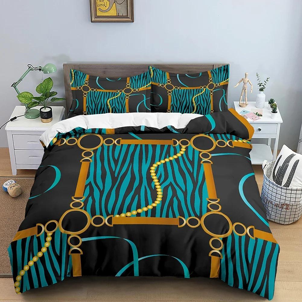 Duvet Cover Chain Pattern Print Bedding Set Adult Bedroom Comforter Set With Pillowcase Personality Queen King Size Quilt Cover
