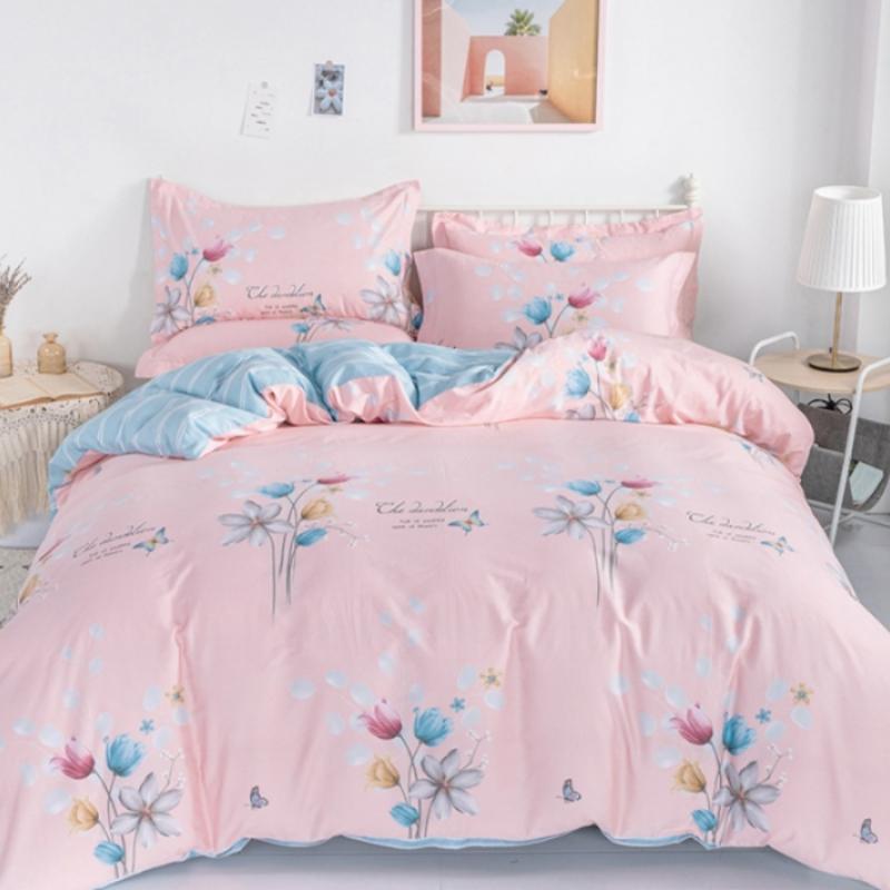 3PC 100% Cotton Duvet Cover Set Flower Printing Cotton Soft Skin Friendly 1PC Duvet Cover 2PC Pillowcase Bedding