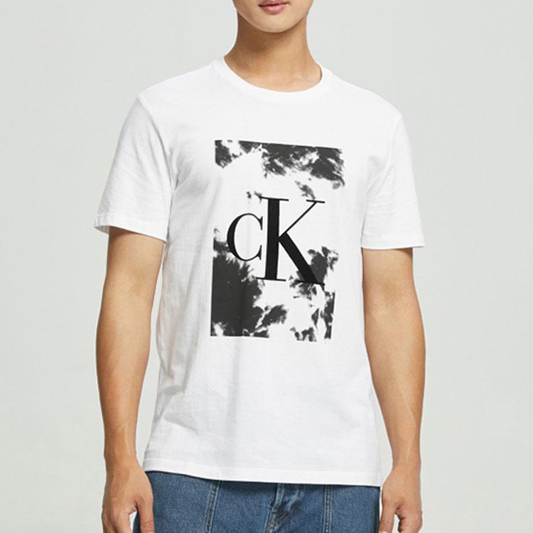 Calvin Klein Letter Print Casual Short Sleeve T-Shirt Men Tops White 40IC809-540