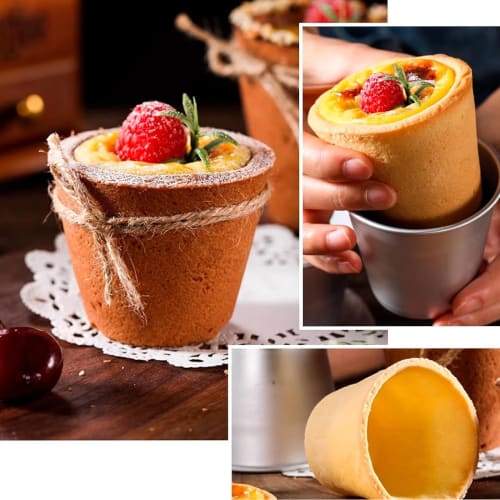 AUTAKI Aluminum Pudding Molds (Set of 10) 7cm Pudding Molds, Jelly Molds, Pudding Cups, Baking Supplies, Cake Molds, Heat-Resistant, Reusable, DIY Bak