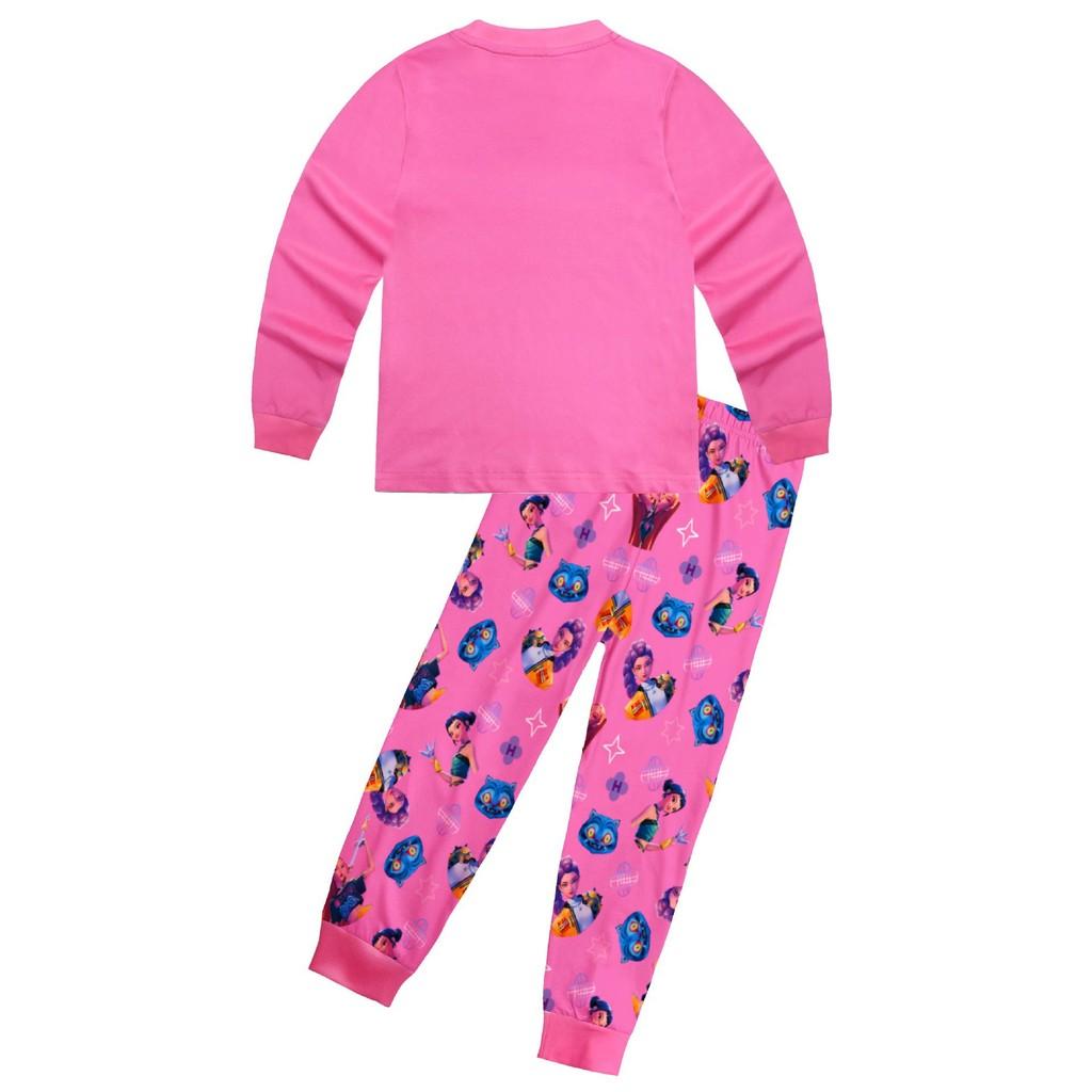 Kinder Mädchen K-POP Rumi Mira Zoey Druck Langarm T-Shirt Top Hose Hose Pyjama Schlafbekleidungssets